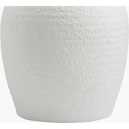 Bordeaux Table Lamp - 498984 by Surya in white, metallic silver, translucent, metallic nickel. Made from body: cement, metal, shade (outside): linen, shade (inside): polyester, finial: plastic in a modern style.