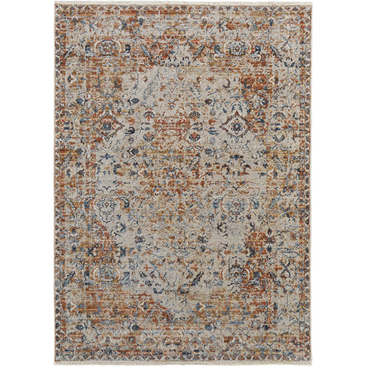 Kaia Transitional Rug - 39HVF by Feizy in tan, ivory, orange. Made from 73% polypropylene, 15% viscose, 12% polyester in a unique style.