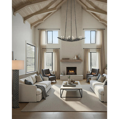 Rainforest Chandelier by Currey and Company in rustic bronze. Made from unique in a rustic style.