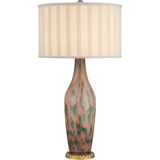 Brielle Table Lamp by Currey and Company in pale pink, green, brown, gold leaf. Made from glass, metal in a rustic style.