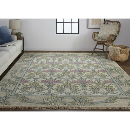 Beall Traditional & Botanical Rug - 6714F by Feizy in ivory, pink, green. Made from wool in a unique style.
