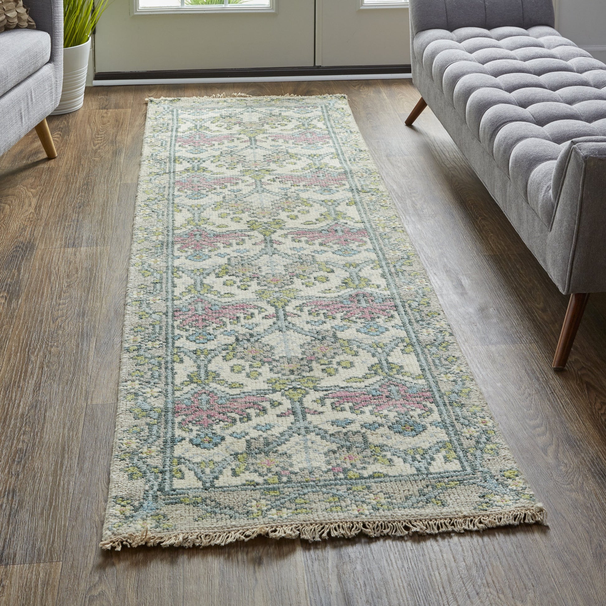 Beall Traditional & Botanical Rug - 6714F by Feizy in ivory, pink, green. Made from wool in a unique style.