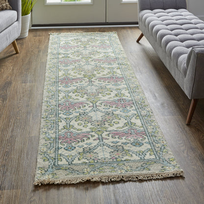 Beall Traditional & Botanical Rug - 6714F by Feizy in ivory, pink, green. Made from wool in a unique style.