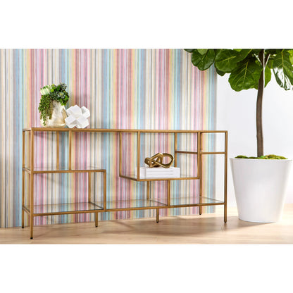 Beakman Bookcase by Essentials For Living in brass, clear. Made from metal, glass in a transitional style.