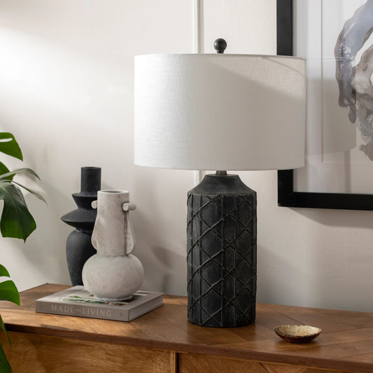 Brenda - 16419 by Surya in charcoal, metallic nickel and antique. Made from linen, metal in a modern style.