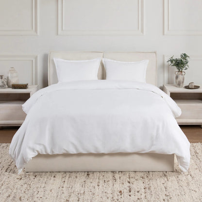 Arcadia 3-Piece Linen Blend Duvet Set by Villa by Classic Home in white. Made from cotton linen blend in a unique style.