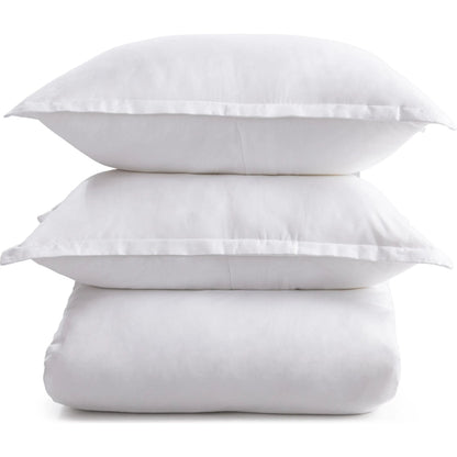 Arcadia 3-Piece Linen Blend Duvet Set by Villa by Classic Home in white. Made from cotton linen blend in a unique style.