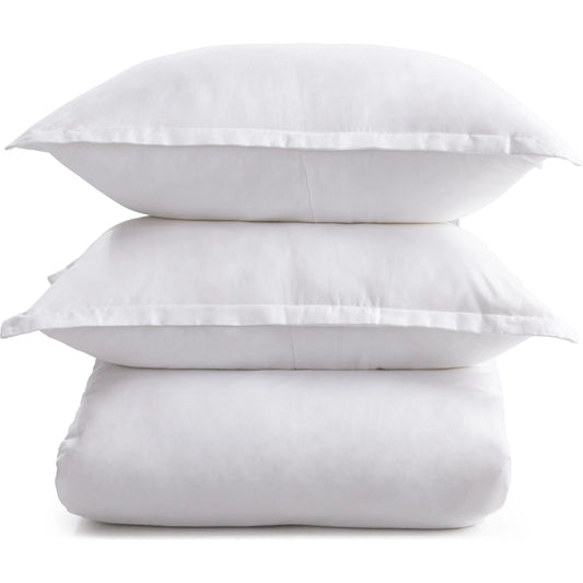 Arcadia 3-Piece Linen Blend Duvet Set by Villa by Classic Home in white. Made from cotton linen blend in a unique style.