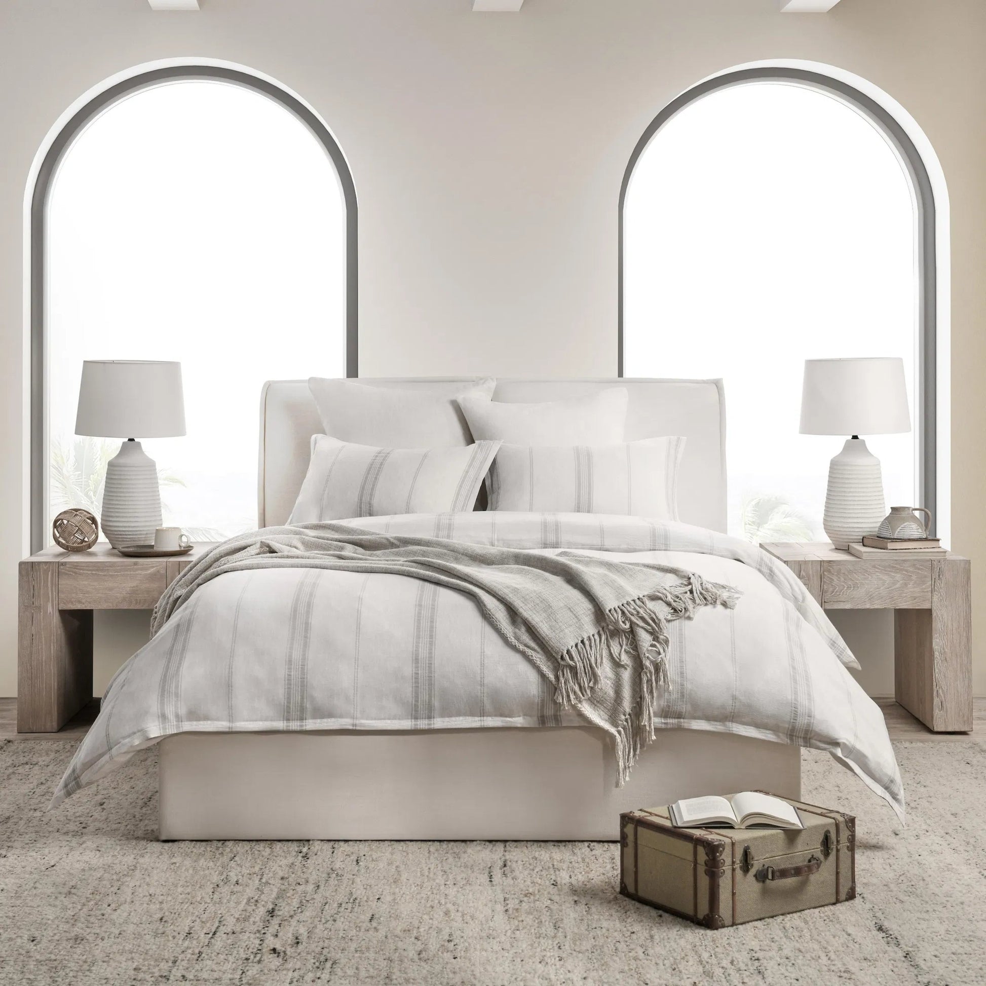 Jayson 3-Piece Linen Blend Fabric Duvet by Villa by Classic Home. Made from 70% linen, 25% cotton, 5% cashmere in a unique style.