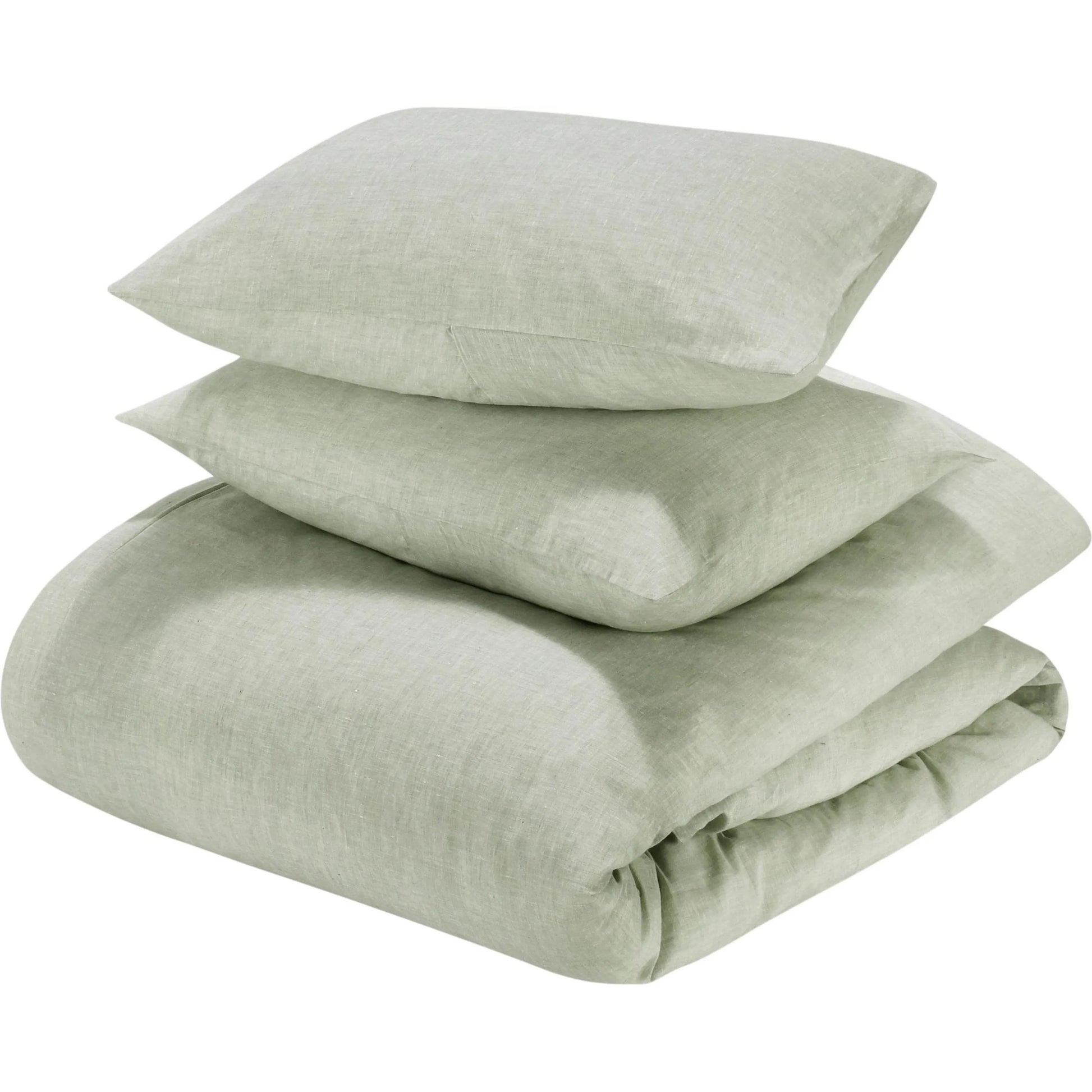 Jayson Sagebrush Linen Cashmere Duvet 3pc Set by Villa by Classic Home in sage. Made from 70% linen, 25% cotton, 5% cashmere in a transitional style.