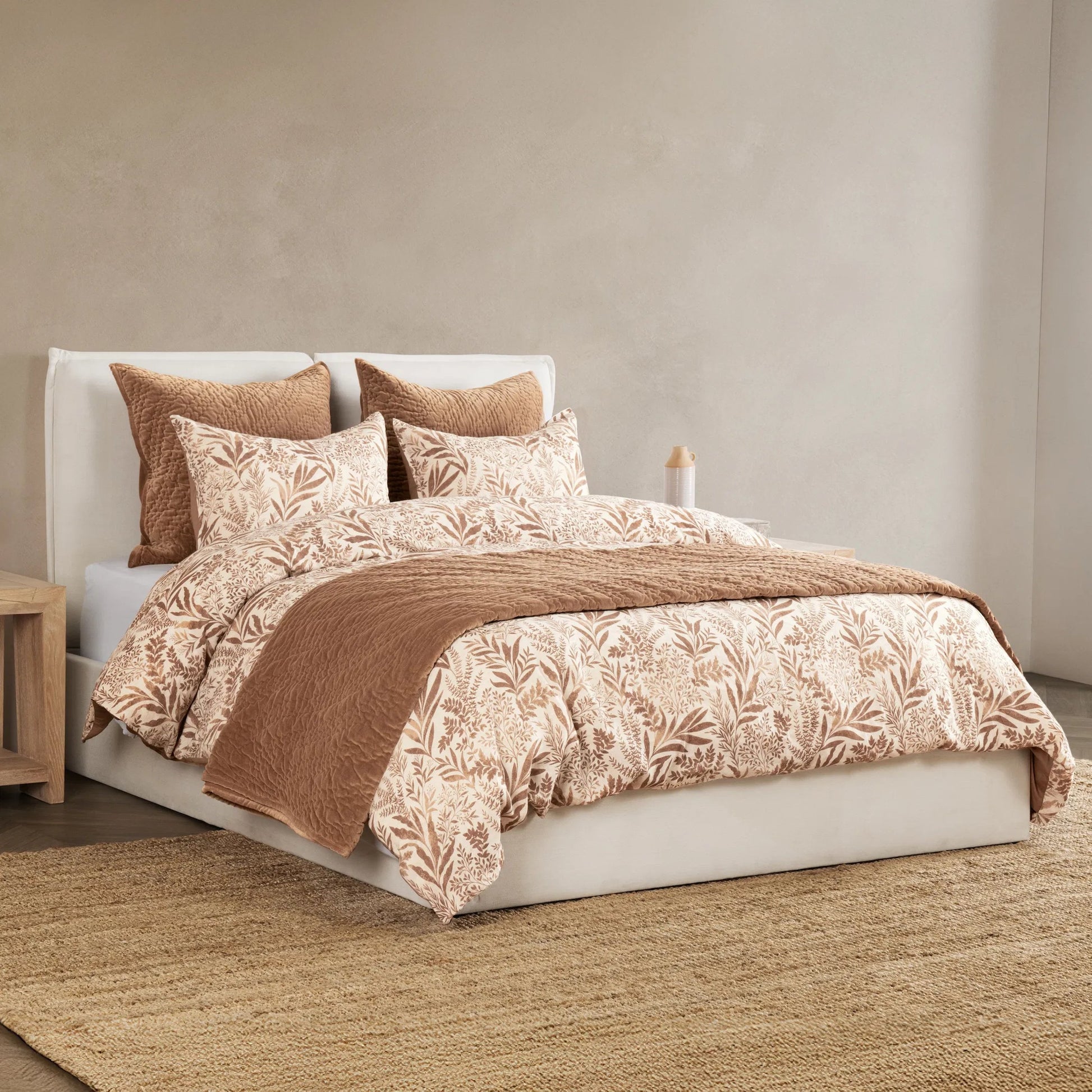 Mulberry 3-Piece Linen Blend Duvet Set by Villa by Classic Home in denim blue. Made from 70% linen, 30% cotton, 100% cotton back in a unique style.