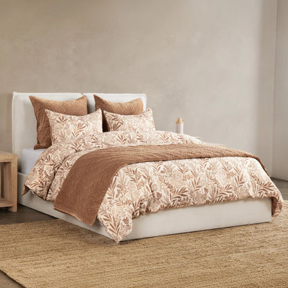 Mulberry 3-Piece Linen Blend Duvet Set by Villa by Classic Home in denim blue. Made from 70% linen, 30% cotton, 100% cotton back in a unique style.