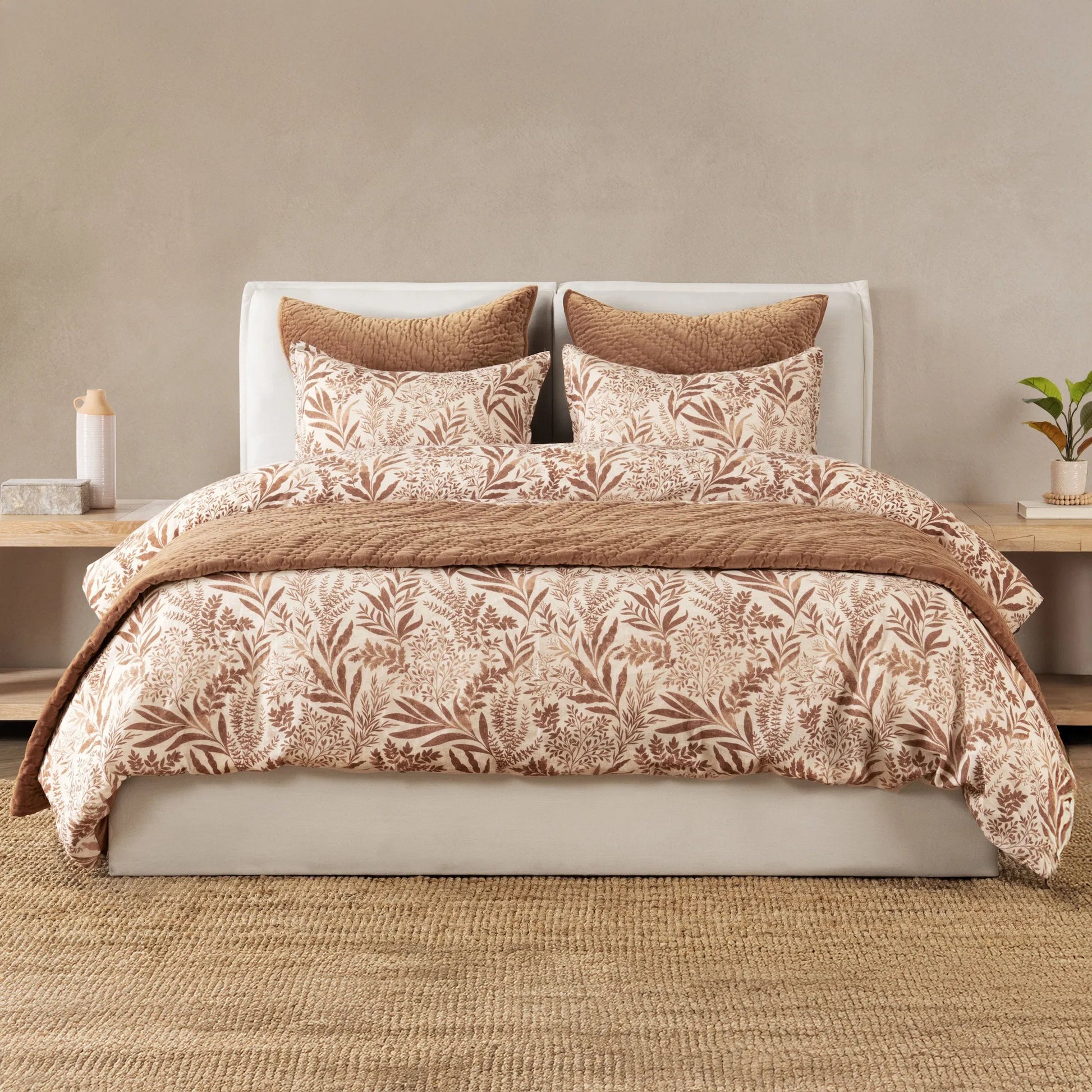 Mulberry 3-Piece Linen Blend Duvet Set by Villa by Classic Home in denim blue. Made from 70% linen, 30% cotton, 100% cotton back in a unique style.