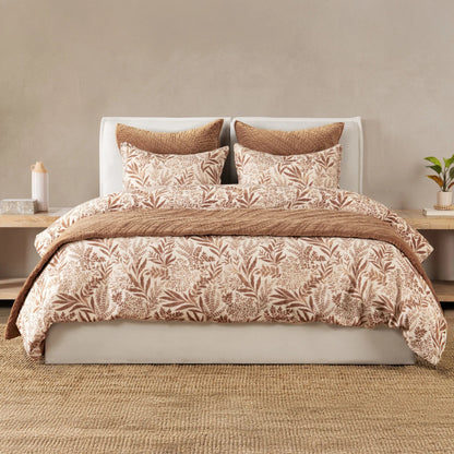 Mulberry 3-Piece Linen Blend Duvet Set by Villa by Classic Home in denim blue. Made from 70% linen, 30% cotton, 100% cotton back in a unique style.