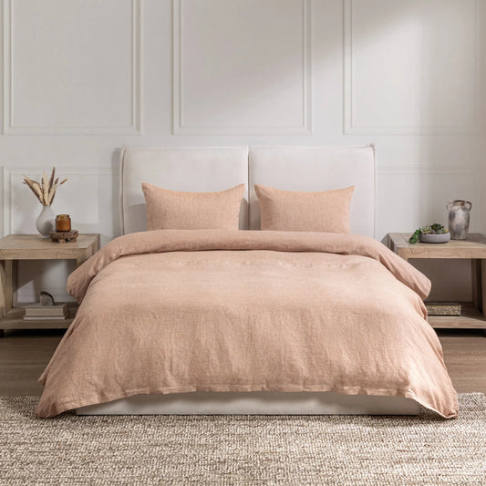 Jayson Clay Linen Cashmere 3pc Duvet Set (Set of 3) by Villa by Classic Home in clay. Made from 70% linen, 25% cotton, 5% cashmere in a unique style.