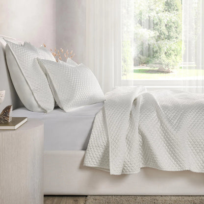 Diamond 4-Piece Sateen Fabric Quilt Set by Villa by Classic Home in white. Made from 100% polyester in a unique style.