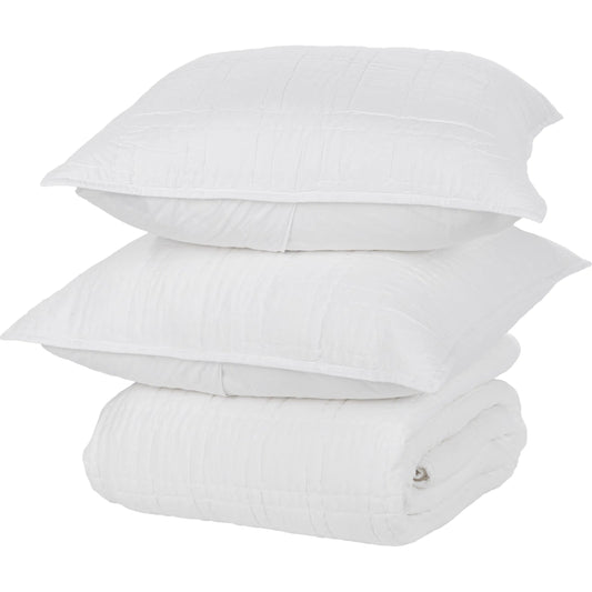 Carly 3-Piece Cotton Fabric Quilt Bedding Set (Set of 3) by Villa by Classic Home in white. Made from 100% cotton in a unique style.