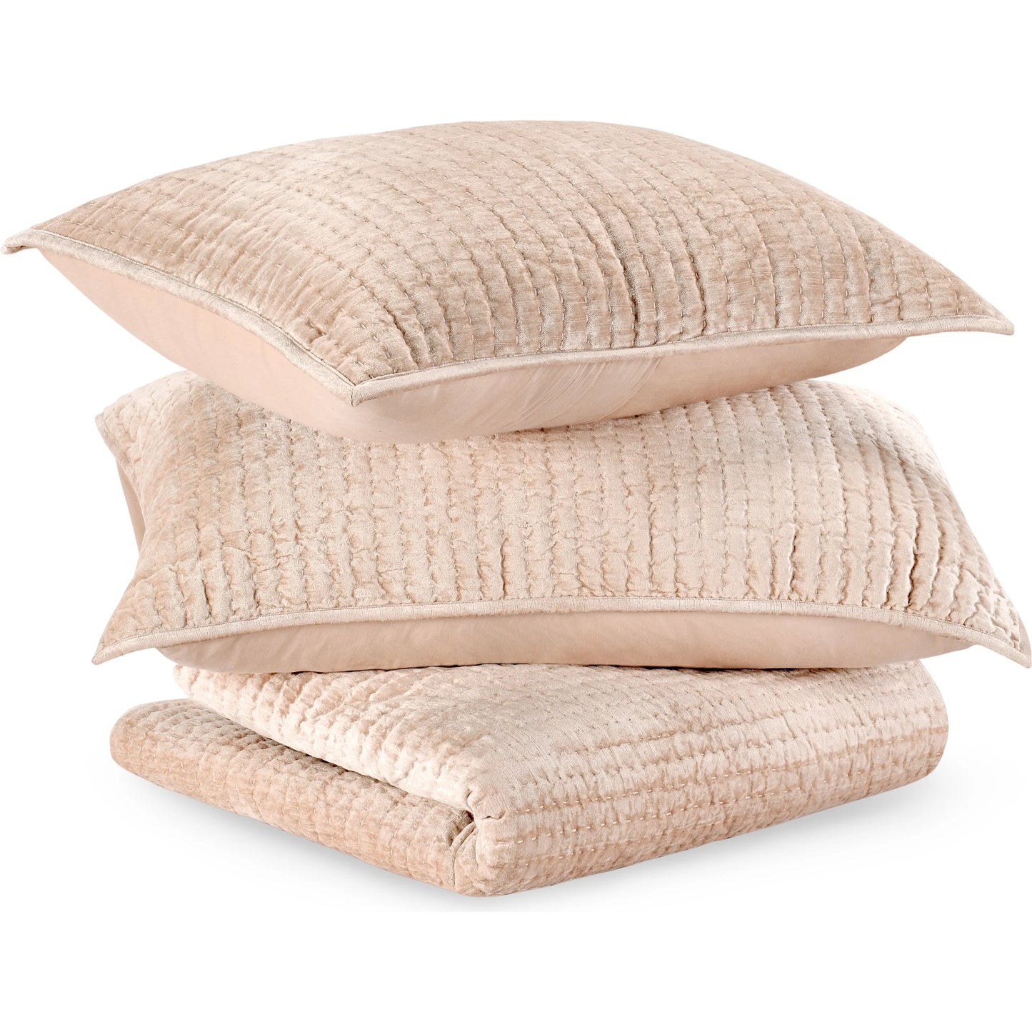 002 SI-2355366 | Additional Silo | Dimitry 3-Piece 100% Rayon Velvet Quilt by Villa by Classic Home in beige. Made from 100% rayon velvet in a transitional style.