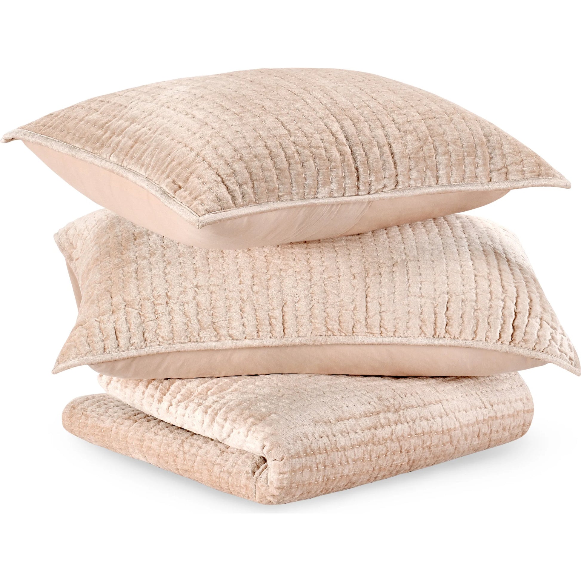 Dimitry 3-Piece 100% Rayon Velvet Quilt by Villa by Classic Home in beige. Made from 100% rayon velvet in a transitional style.