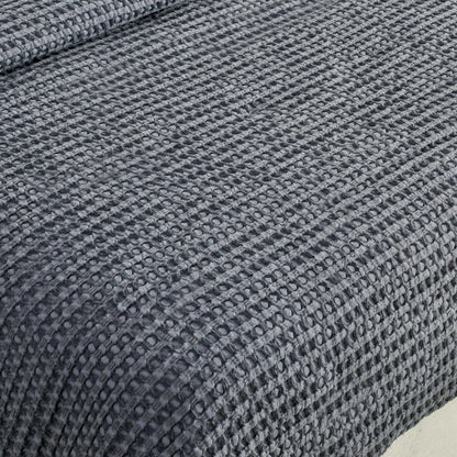 Colmar 3-Piece Linen Blend Quilt Set by Villa by Classic Home in marina blue. Made from 50% cotton, 50% belgian flax linen in a unique style.