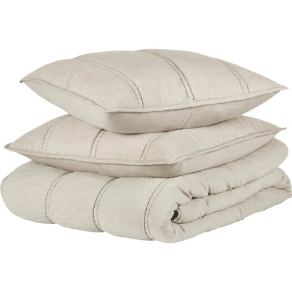 Rowen 3-Piece Sustainable Fabric Quilt Set by Villa by Classic Home. Made from 100% ramie in a unique style.