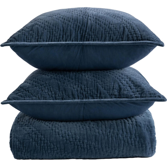 Elms 3-Piece Velvet Cotton Blend Quilt Set (Set of 3) by Villa by Classic Home. Made from 80% cotton, 20% polyester in a unique style.