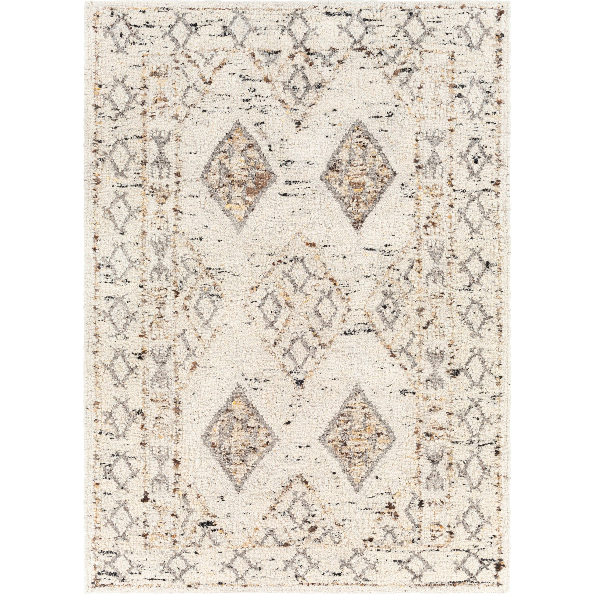 Bremen Rug - 29467 by Surya in cream, gray, charcoal, black, brown, yellow. Made from 100% wool in a unique style.
