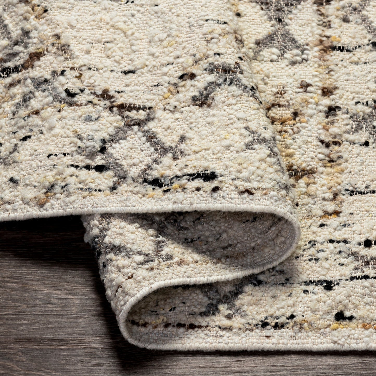 005 SI-1878133,SI-1878134,SI-1878135,SI-1878136 | Closeup | Bremen Rug - 29467 by Surya in cream, gray, charcoal, black, brown, yellow. Made from 100% wool in a unique style.