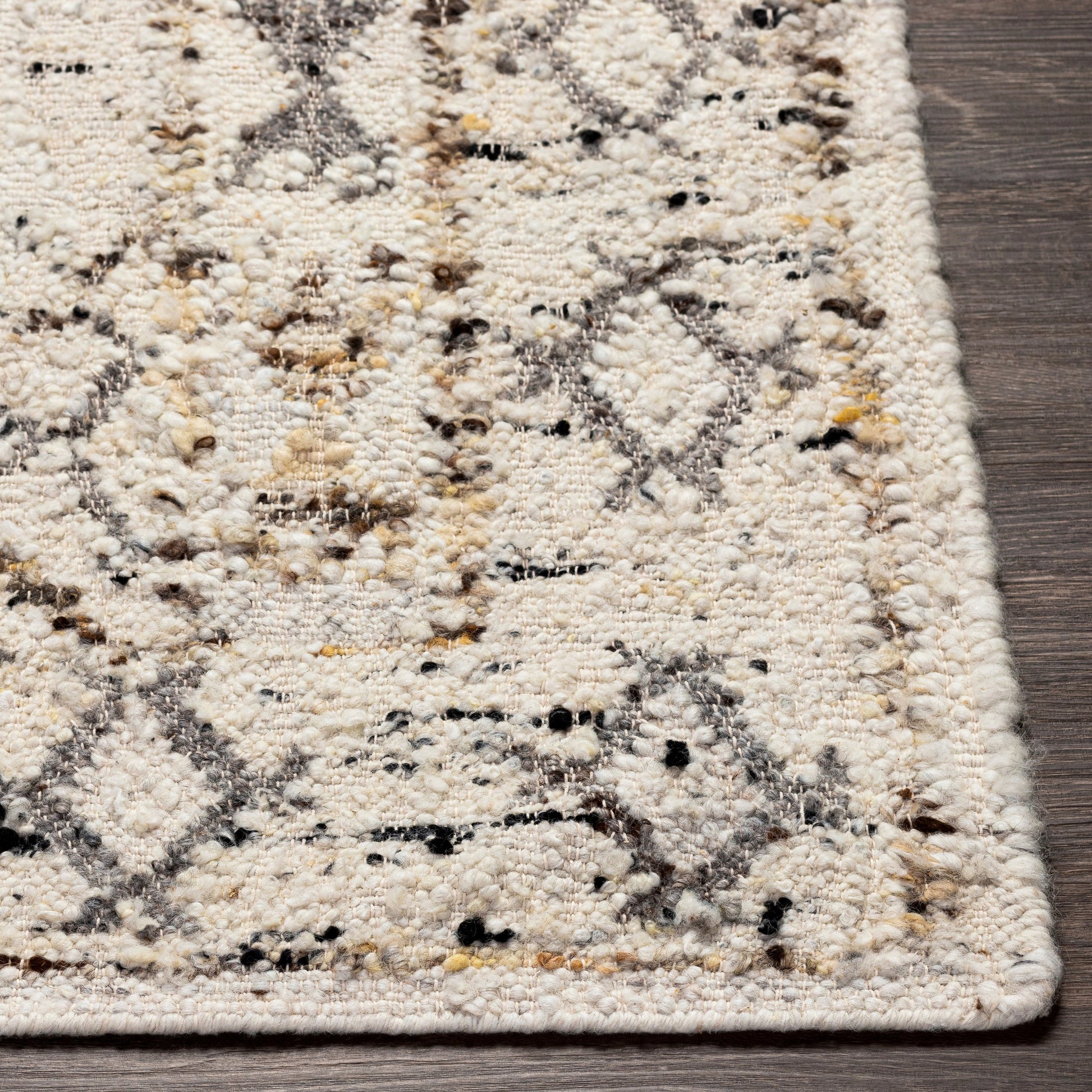 Bremen Rug - 29467 by Surya in cream, gray, charcoal, black, brown, yellow. Made from 100% wool in a unique style.