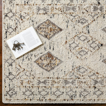Bremen Rug - 29467 by Surya in cream, gray, charcoal, black, brown, yellow. Made from 100% wool in a unique style.
