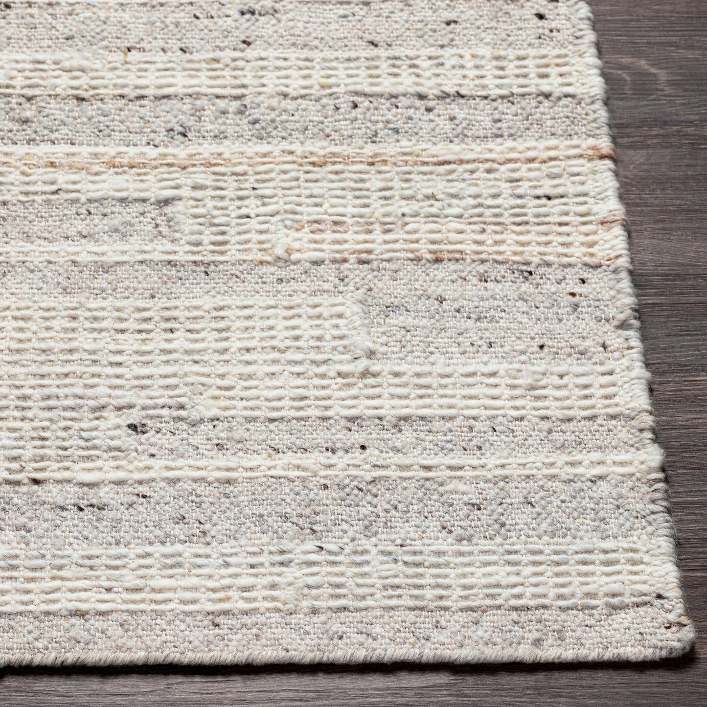 005 SI-1826281,SI-1826282,SI-1826283,SI-1826284 | Closeup | Bremen Rug - 29468 by Surya in cream, light slate, light beige, brown, gray. Made from 100% wool in a unique style.