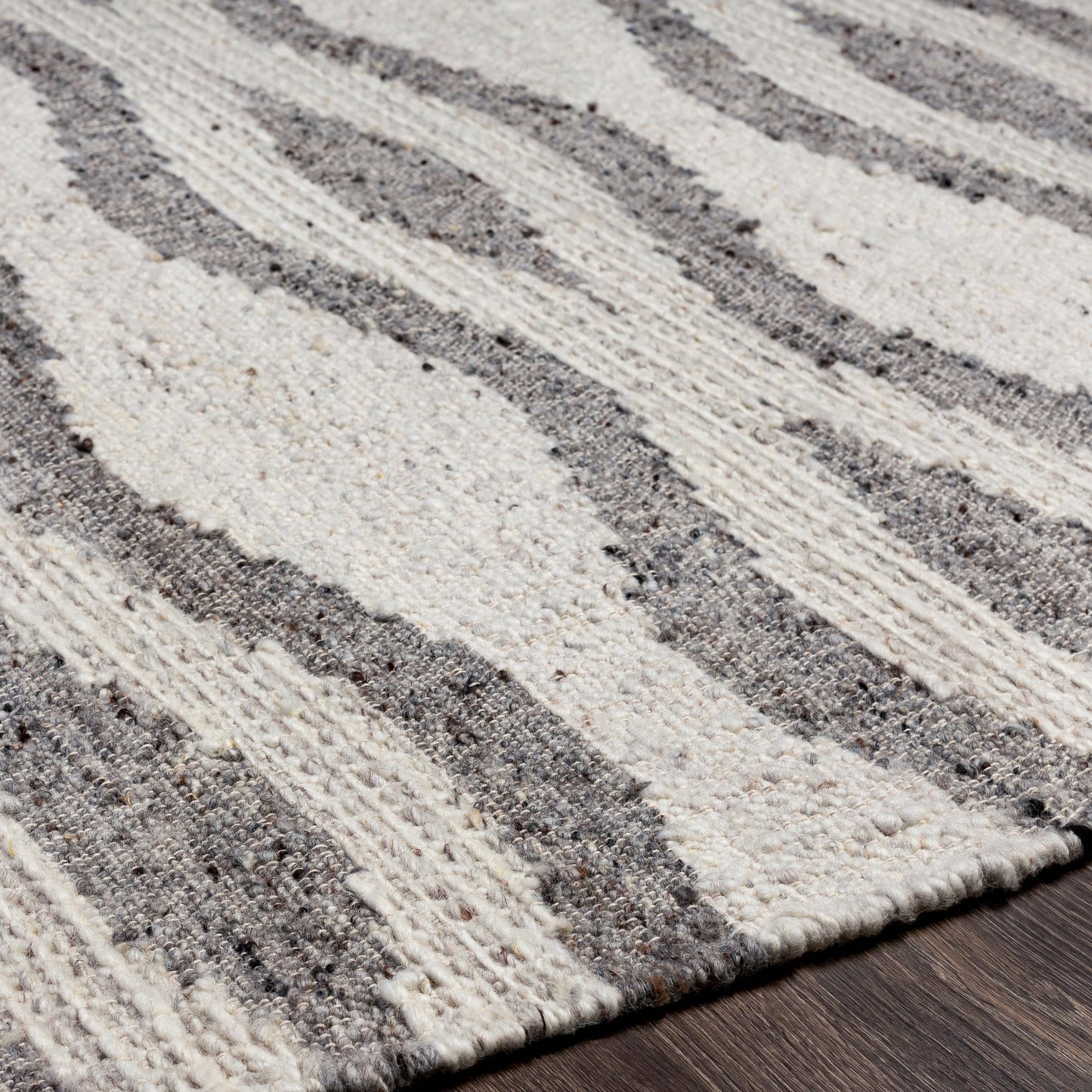 005 SI-1826289,SI-1826290,SI-1826291,SI-1826292 | Closeup | Bremen Rug - 29470 by Surya in cream, gray, charcoal, brown. Made from 100% wool in a unique style.