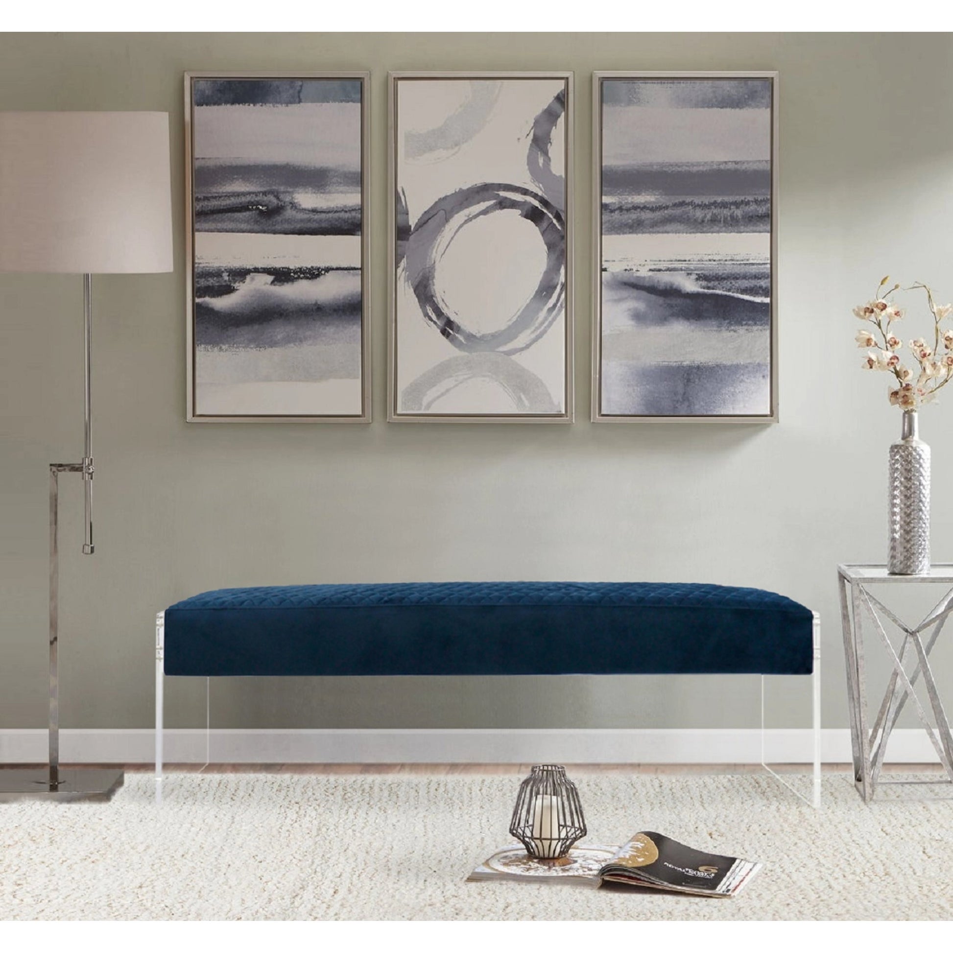 Tribecca Bench by Pasargad Home. Made from acrylic, velvet in a modern style.