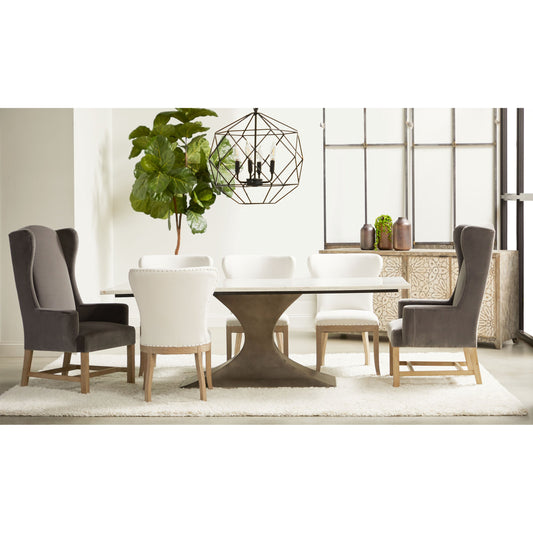 Bennett Arm Chair by Essentials For Living in natural gray, dark dove velvet. Made from solid oak, 89% cotton, 10.9% polyester in a transitional style.
