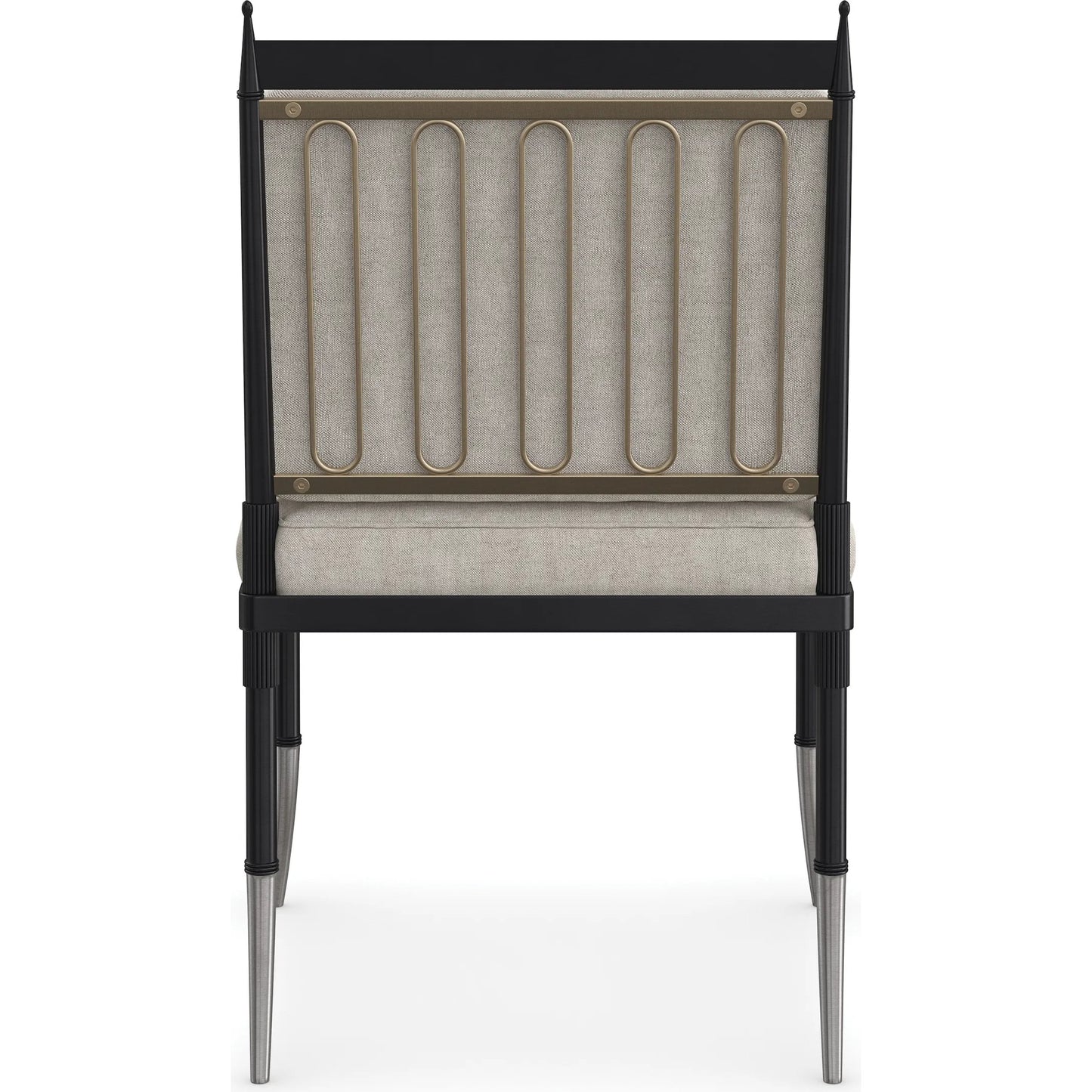 001 SI-2162974 | Additional Silo | Athena Side Chair by Caracole in linen, gold and graphite, brushed gold. Made from metal in a transitional style.