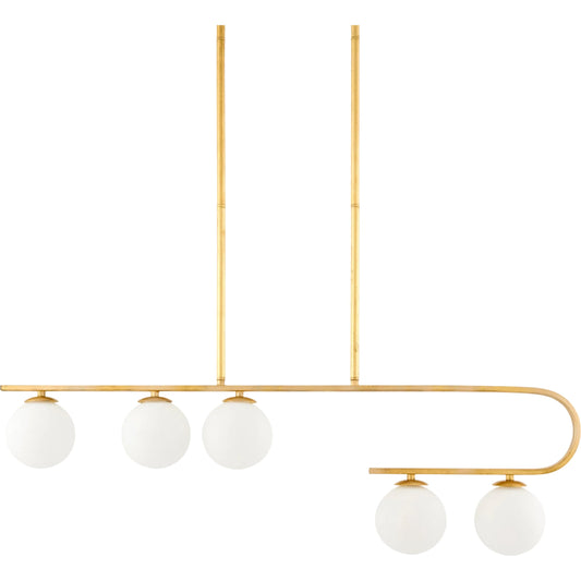 Bernay Chandelier by Surya in gold. Made from iron, glass in a unique style.