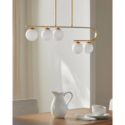 Bernay Chandelier by Surya in white, black, gold. Made from iron, glass in a transitional style.