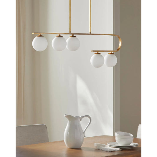 Bernay Chandelier by Surya in gold. Made from iron, glass in a unique style.