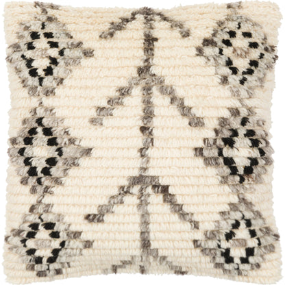 Benisouk Pillow - 18078 by Surya in gray, light beige. Made from 100% wool, 100% cotton in a eclectic & global style.