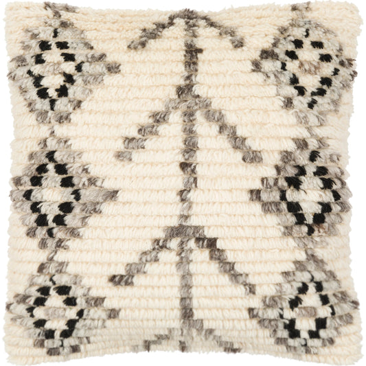 001 SI-1877607,SI-1877608 | Additional Silo | Benisouk Pillow - 18078 by Surya in gray, light beige. Made from 100% wool, 100% cotton in a eclectic & global style.