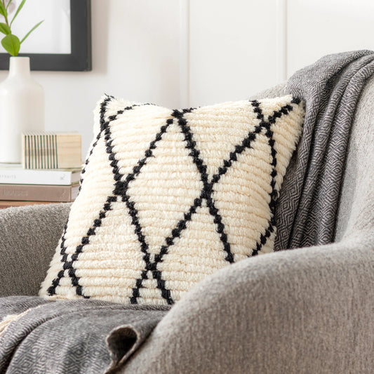 Benisouk Pillow - 12587 by Surya in cream, light beige. Made from 100% wool, 100% cotton in a eclectic & global style.
