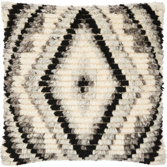 Benisouk Pillow - 27463 by Surya in black, light beige. Made from 100% wool, 100% cotton in a eclectic & global style.