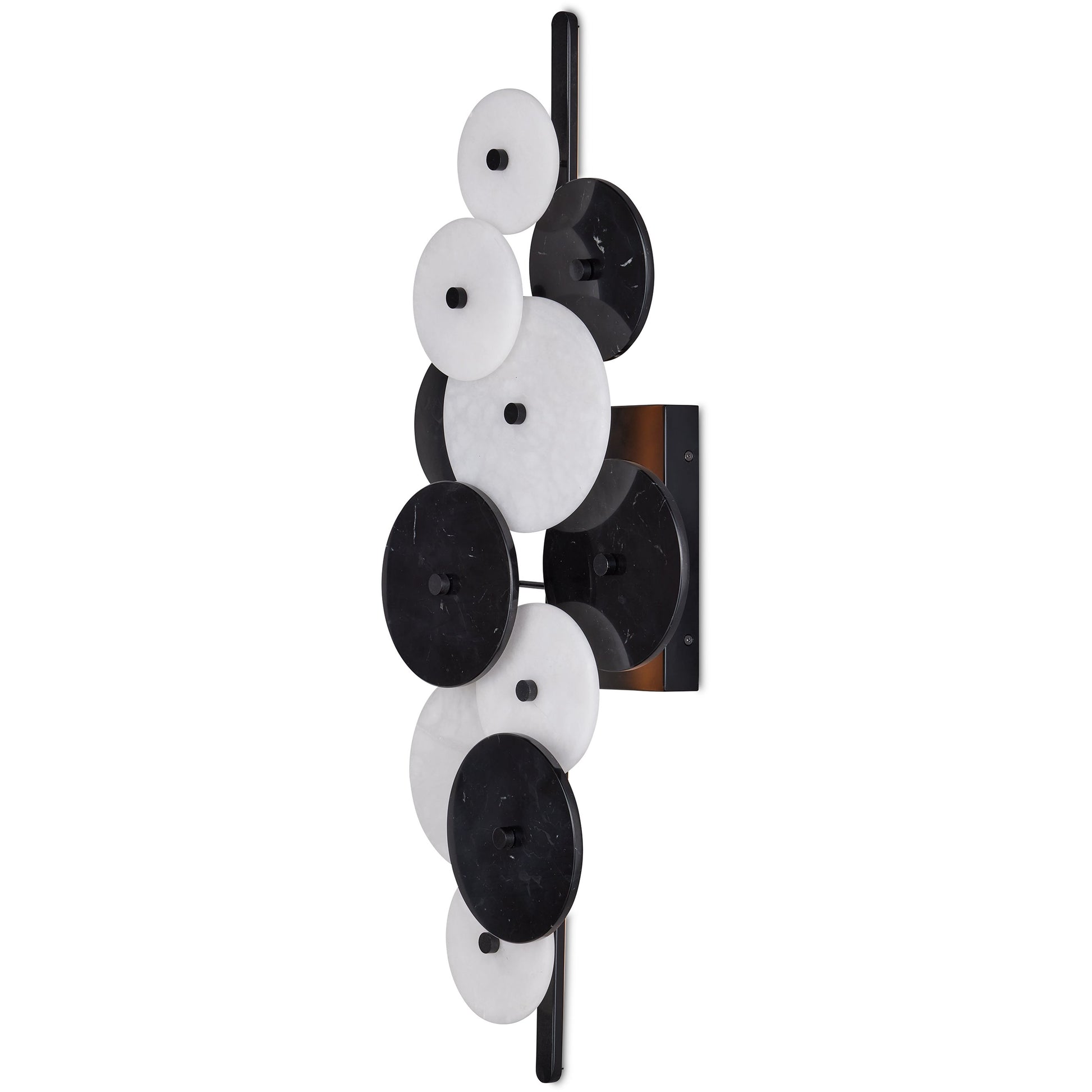 Inyo Wall Sconce by Currey and Company in natural, satin black. Made from alabaster, marble, metal in a modern style.