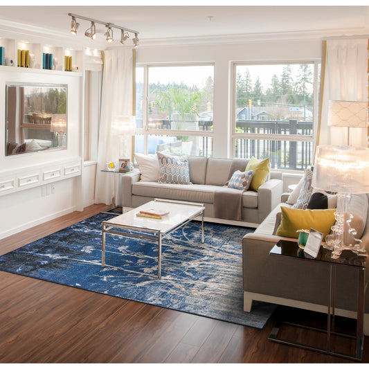 Milton Rug - 3470F by Feizy in blue, black, gray. Made from polypropylene, polyester in a unique style.