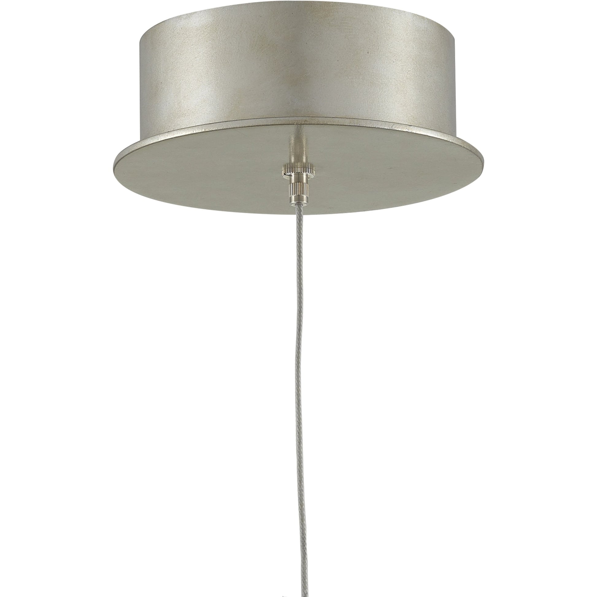 Crystal Bud Pendant by Currey and Company in painted silver, contemporary silver leaf. Made from crystal, wrought iron in a transitional style.