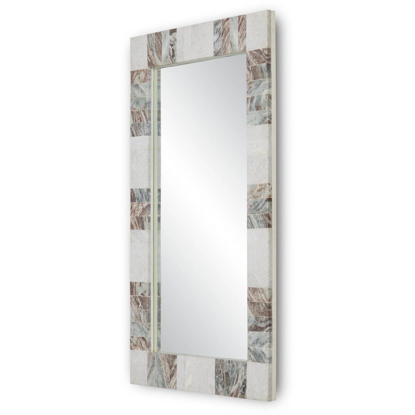 006 SI-1923902 | Additional Silo | Elena Rectangular Mirror by Currey and Company in white, brown, mirror. Made from toronto brown marble, white marble, glass in a modern style.