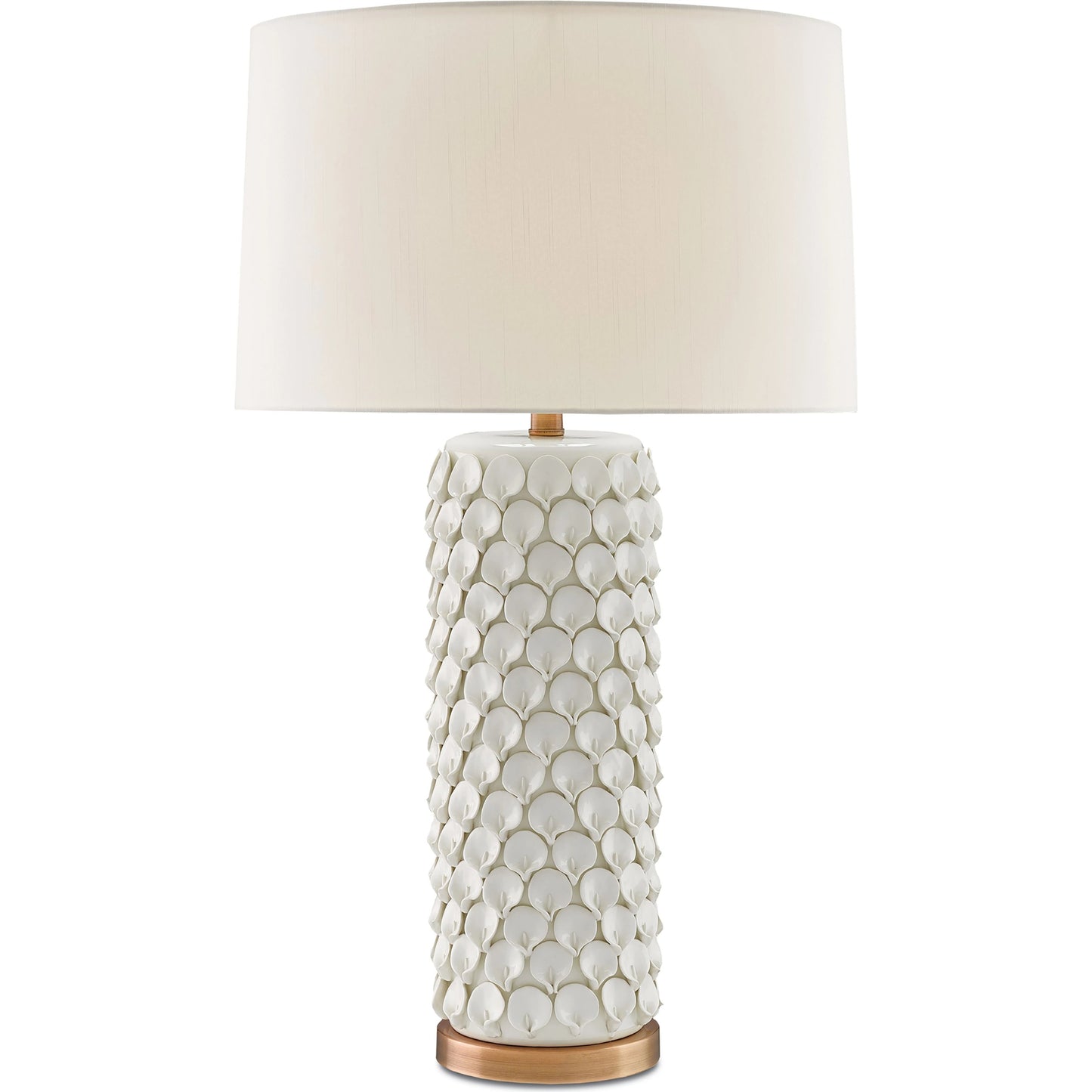 001 S-223113 | Primary Silo | Calla Lily Table Lamp by Currey and Company in cream, antique brass. Made from ceramic, metal in a coastal style.