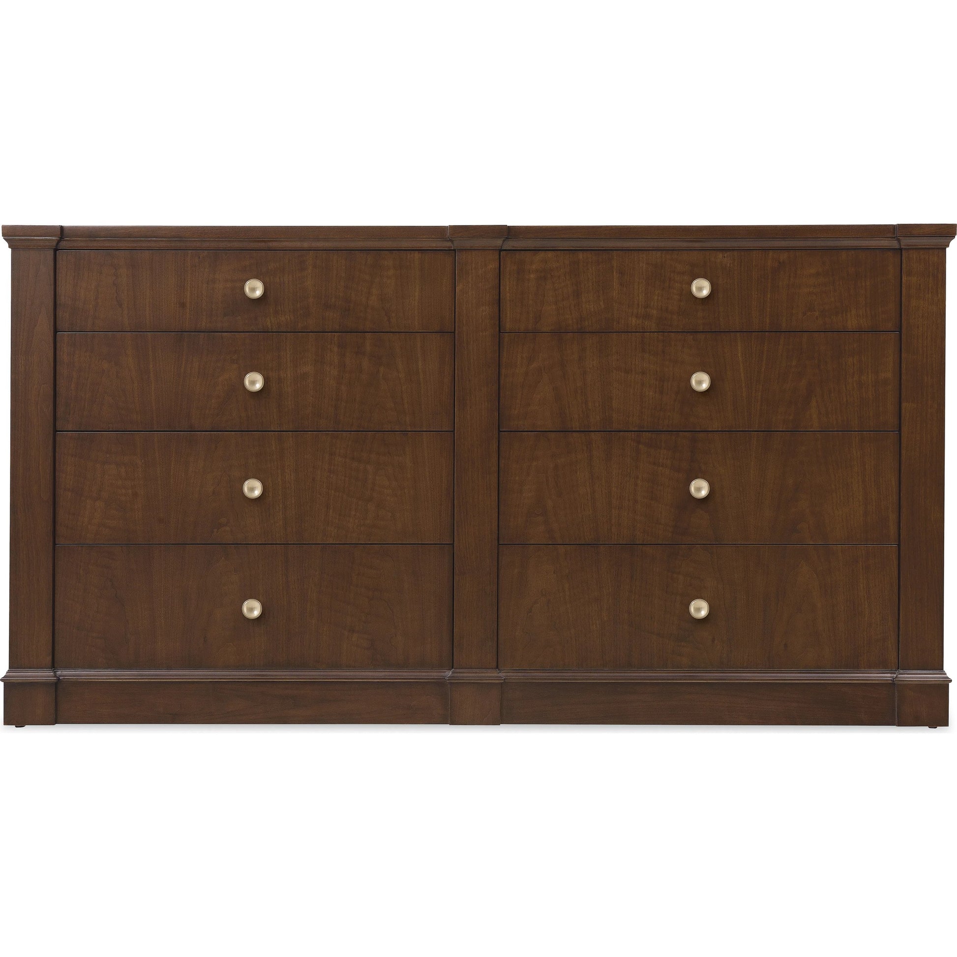 Archives Eight-Drawer Dresser by Hooker Furniture in dark wood and classic walnut. Made from figured walnut veneer, oak veneer, cedar, jewelry tray in a traditional style.