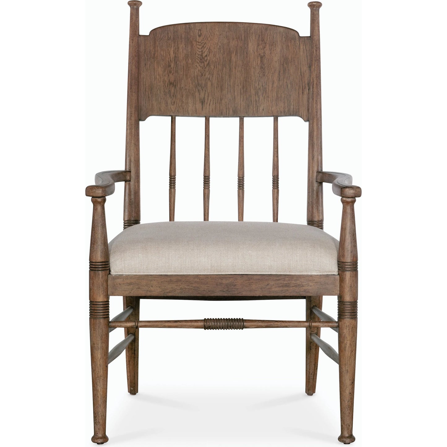 007 SI-2185762 | Additional Silo | Americana Upholstered Seat Arm Chair by Hooker Furniture in beige. Made from oak veneers and fabric in a cottage & farmhouse style.