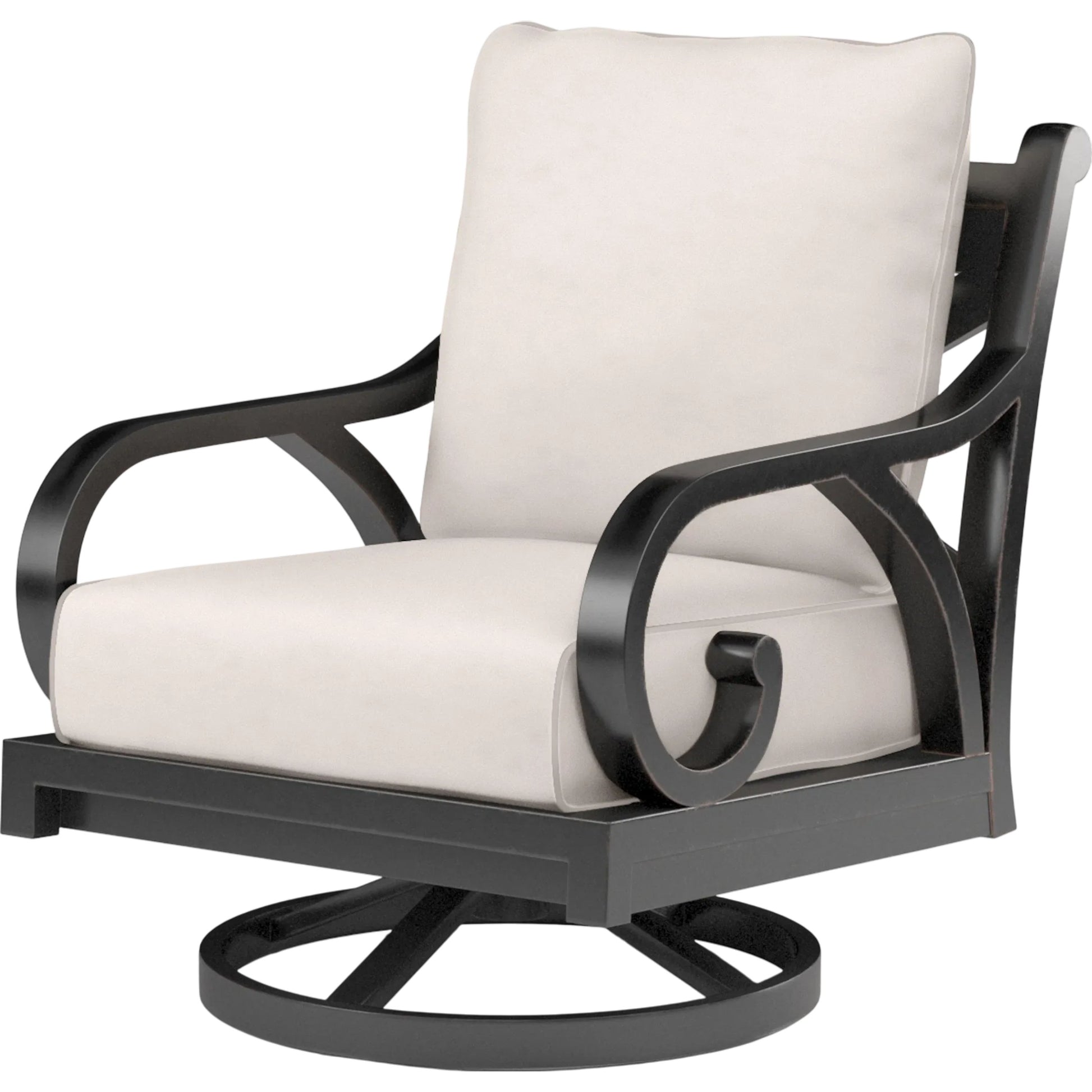 Monterey Outdoor Swivel Rocker by Sunset West in browns. Made from aluminum in a cottage & farmhouse style.
